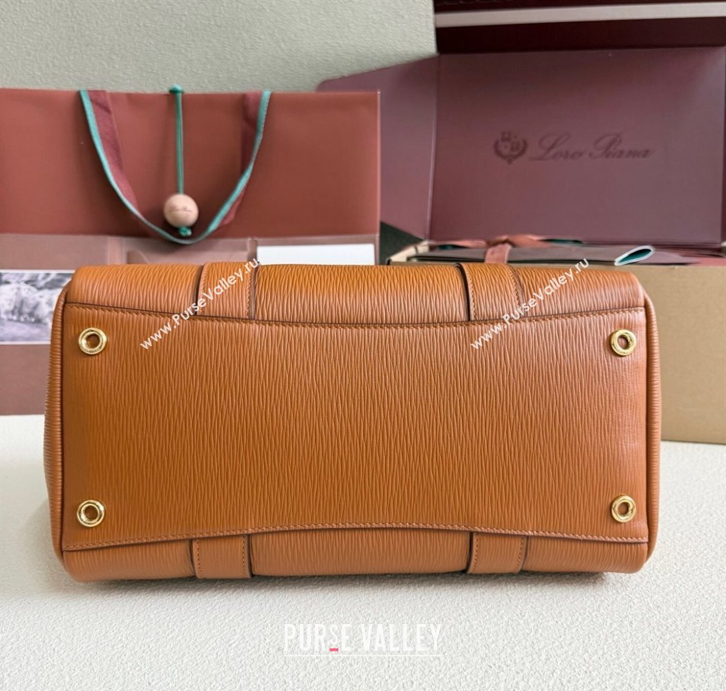 Loro Piana Loom Top Handle bag L32 in Textured Calfskin Leather Brown 2025 0925 (XLU-250925098)