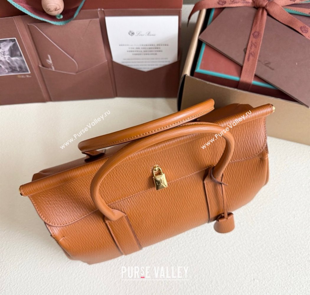 Loro Piana Loom Top Handle bag L32 in Textured Calfskin Leather Brown 2025 0925 (XLU-250925098)