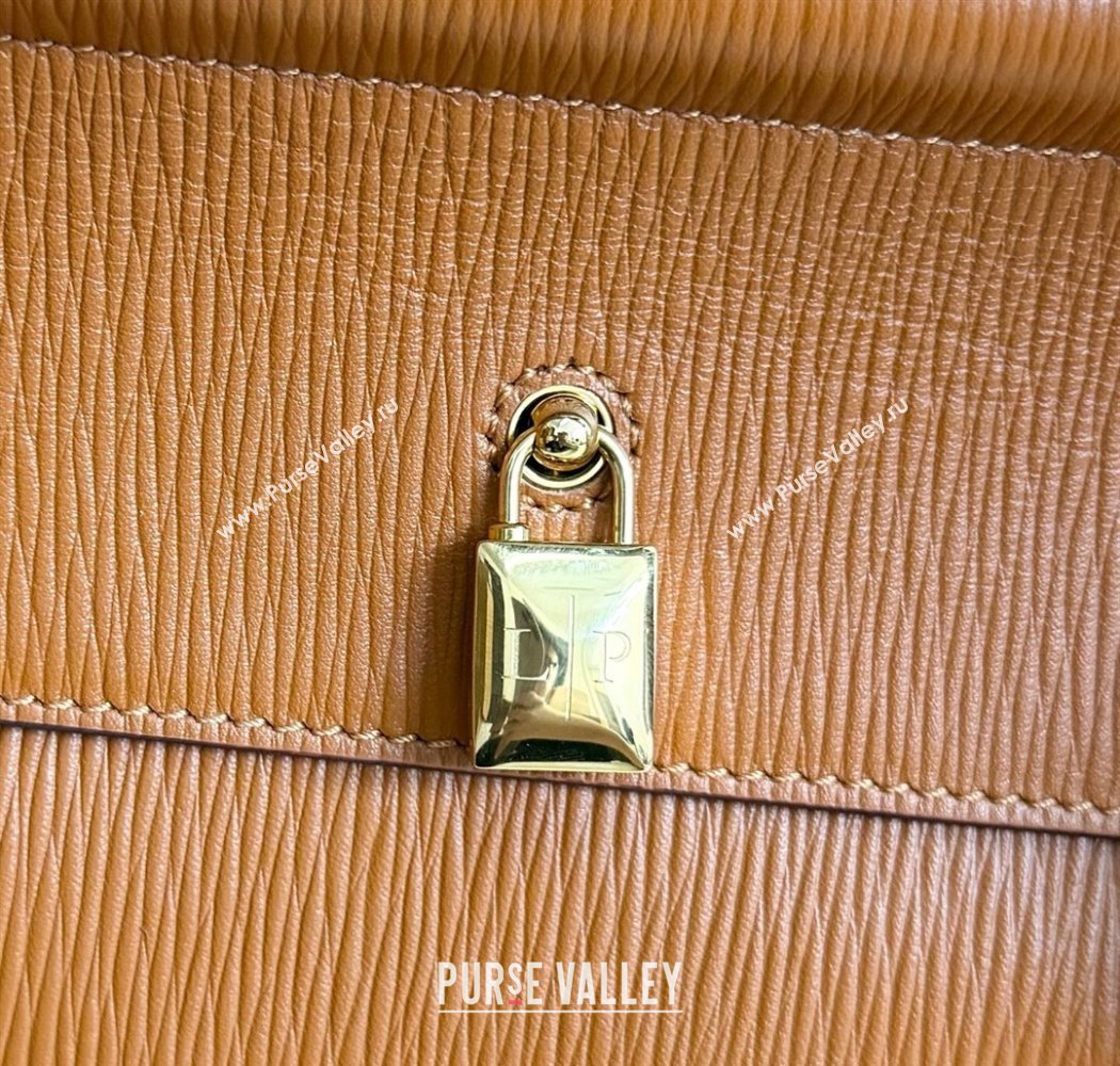 Loro Piana Loom Top Handle bag L32 in Textured Calfskin Leather Brown 2025 0925 (XLU-250925098)