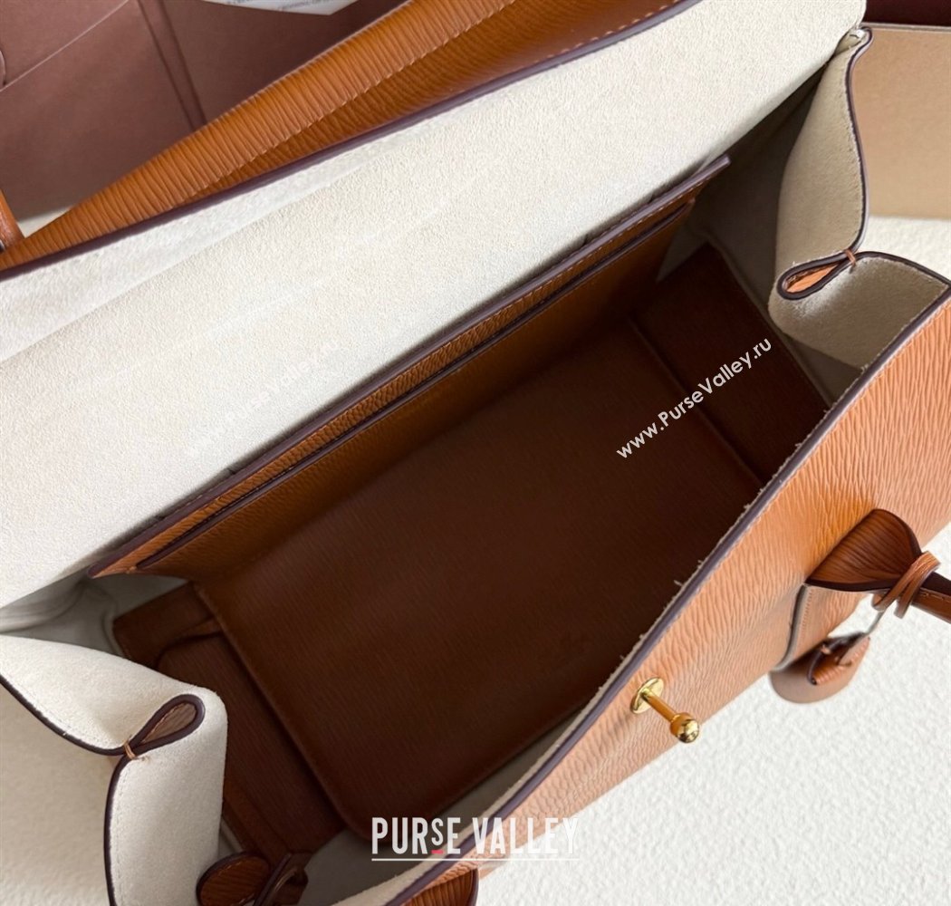 Loro Piana Loom Top Handle bag L32 in Textured Calfskin Leather Brown 2025 0925 (XLU-250925098)