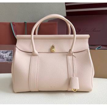 Loro Piana Loom Top Handle bag L32 in Grained Calfskin Leather Cream Honey Pink 2025 0925 (XLU-250925099)