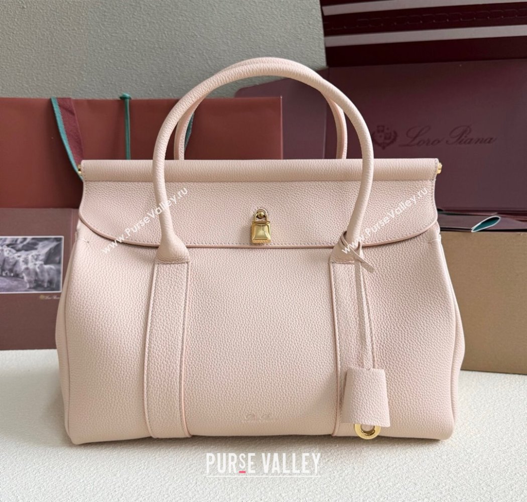 Loro Piana Loom Top Handle bag L32 in Grained Calfskin Leather Cream Honey Pink 2025 0925 (XLU-250925099)