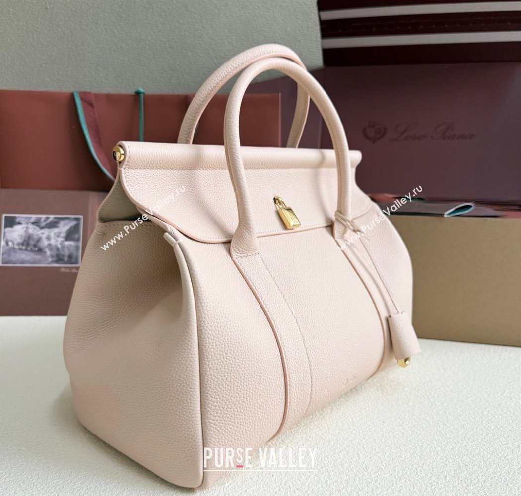 Loro Piana Loom Top Handle bag L32 in Grained Calfskin Leather Cream Honey Pink 2025 0925 (XLU-250925099)