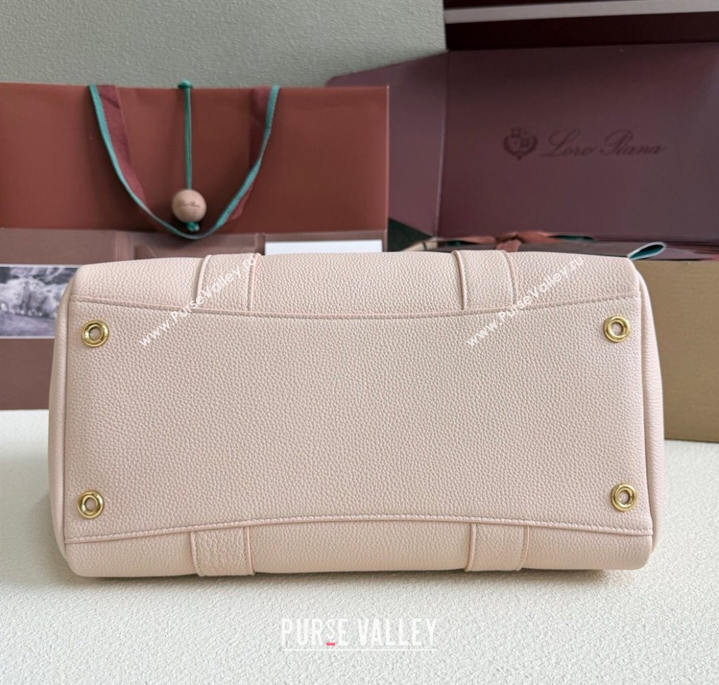 Loro Piana Loom Top Handle bag L32 in Grained Calfskin Leather Cream Honey Pink 2025 0925 (XLU-250925099)