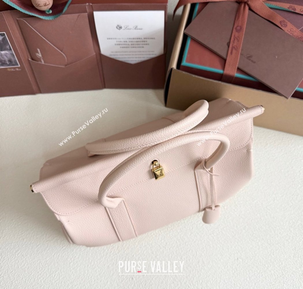 Loro Piana Loom Top Handle bag L32 in Grained Calfskin Leather Cream Honey Pink 2025 0925 (XLU-250925099)