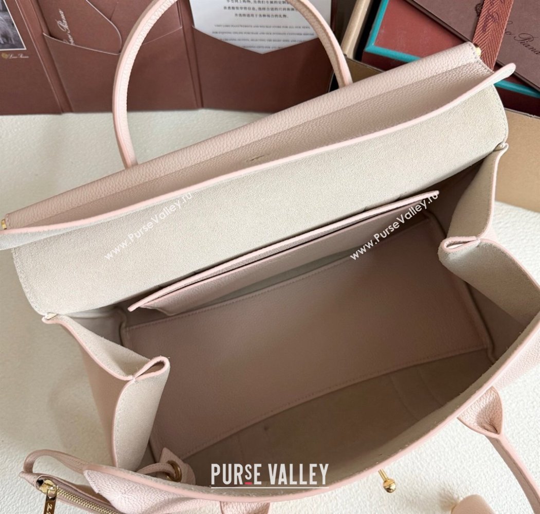 Loro Piana Loom Top Handle bag L32 in Grained Calfskin Leather Cream Honey Pink 2025 0925 (XLU-250925099)