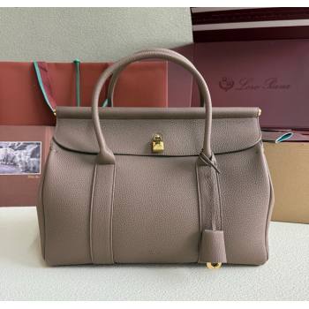Loro Piana Loom Top Handle bag L32 in Grained Calfskin Leather Rock Grey 2025 0925 (XLU-250925100)