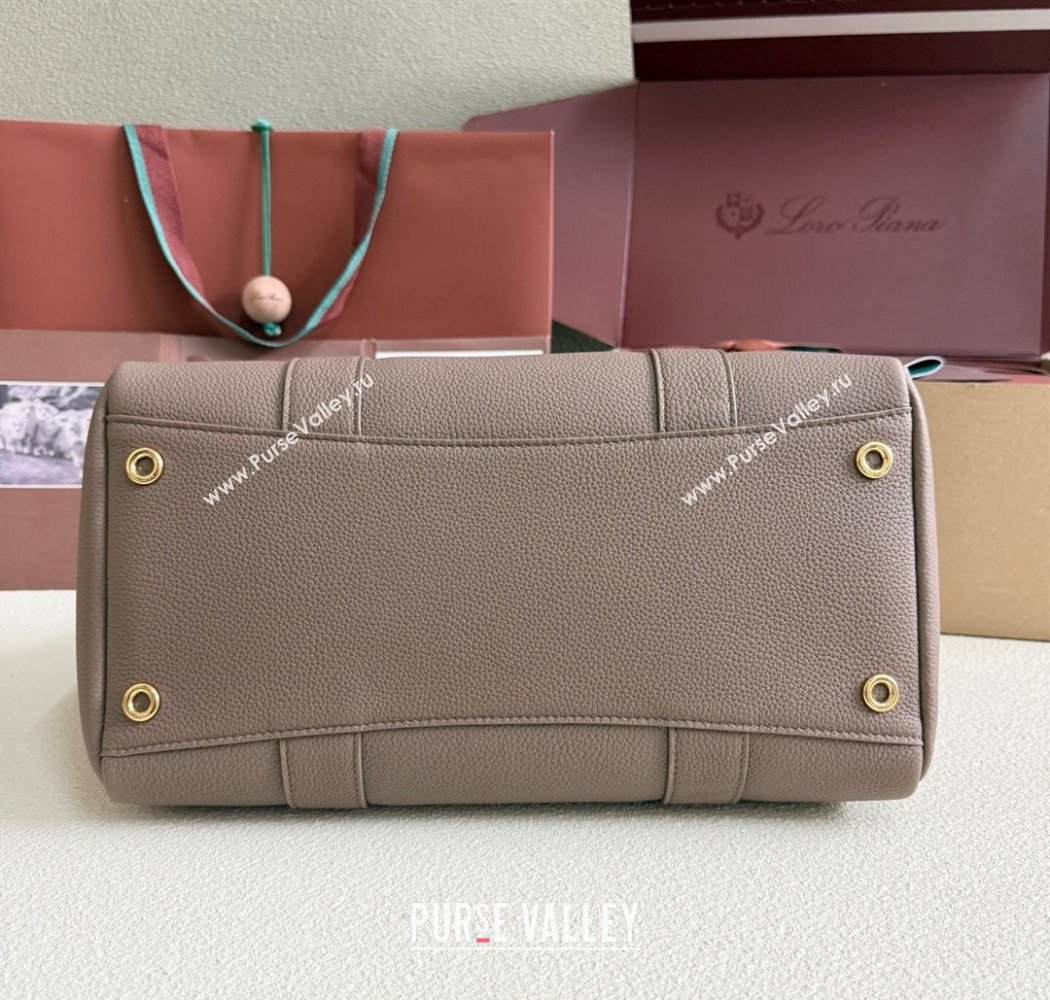 Loro Piana Loom Top Handle bag L32 in Grained Calfskin Leather Rock Grey 2025 0925 (XLU-250925100)