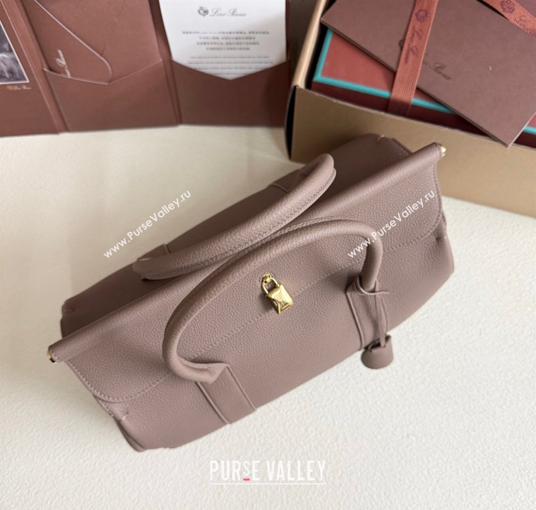 Loro Piana Loom Top Handle bag L32 in Grained Calfskin Leather Rock Grey 2025 0925 (XLU-250925100)