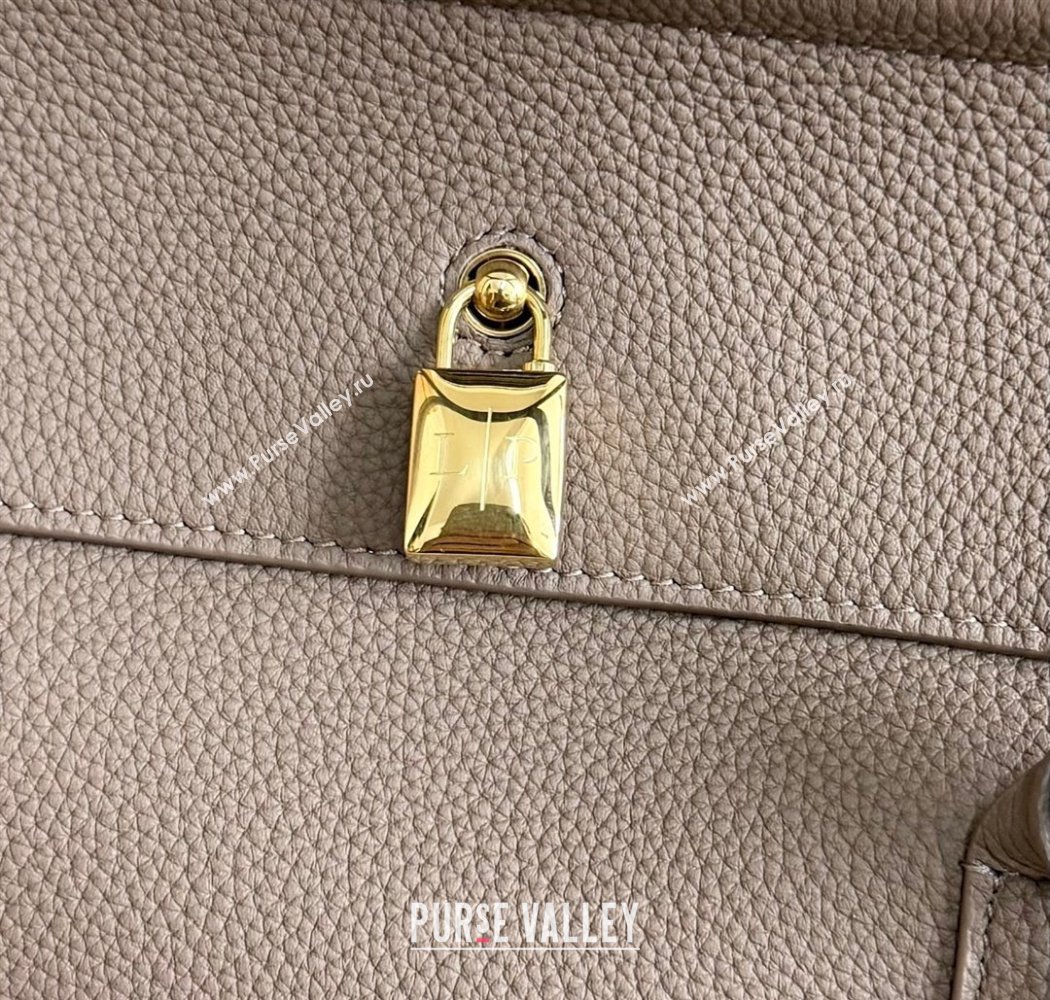 Loro Piana Loom Top Handle bag L32 in Grained Calfskin Leather Rock Grey 2025 0925 (XLU-250925100)