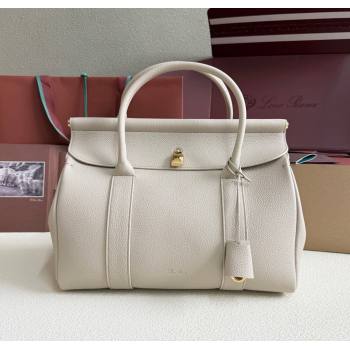 Loro Piana Loom Top Handle bag L32 in Grained Calfskin Leather Light Beige 2025 0925 (XLU-250925101)