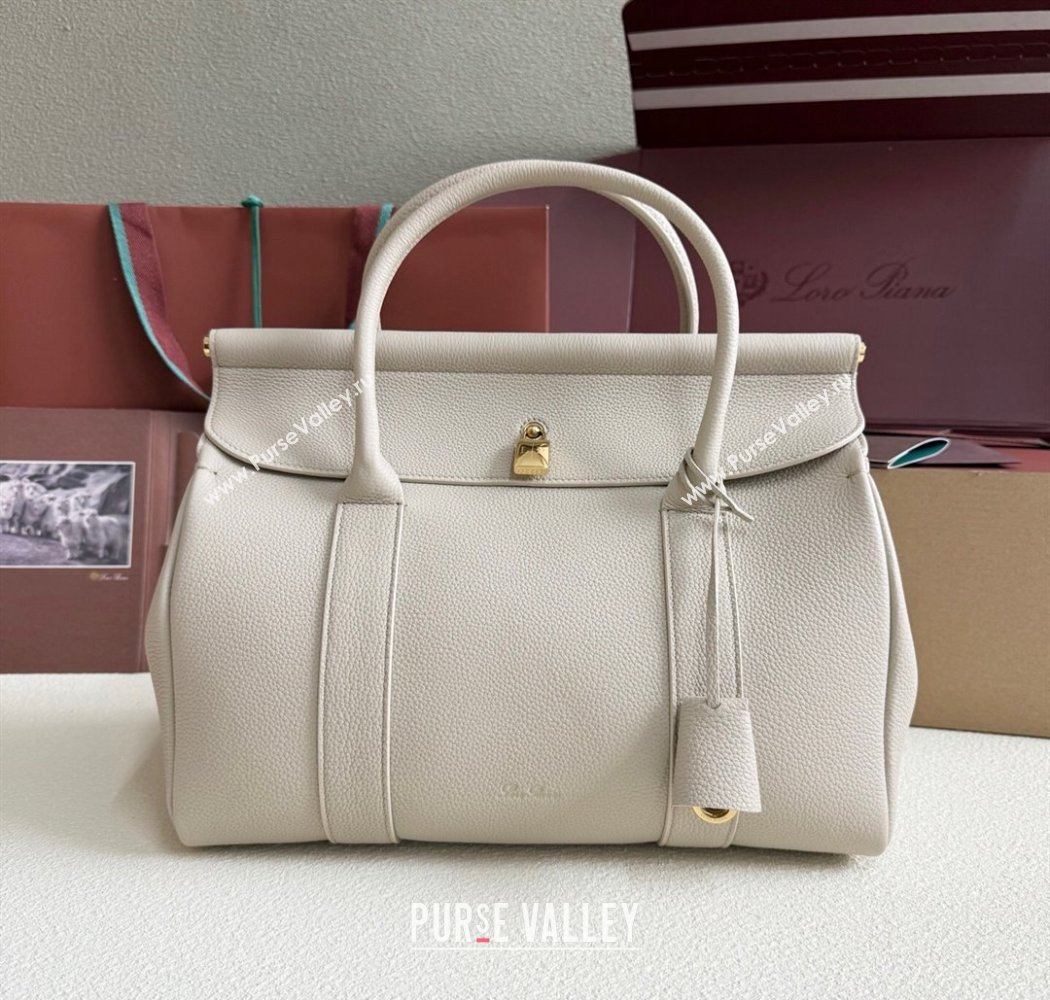 Loro Piana Loom Top Handle bag L32 in Grained Calfskin Leather Light Beige 2025 0925 (XLU-250925101)