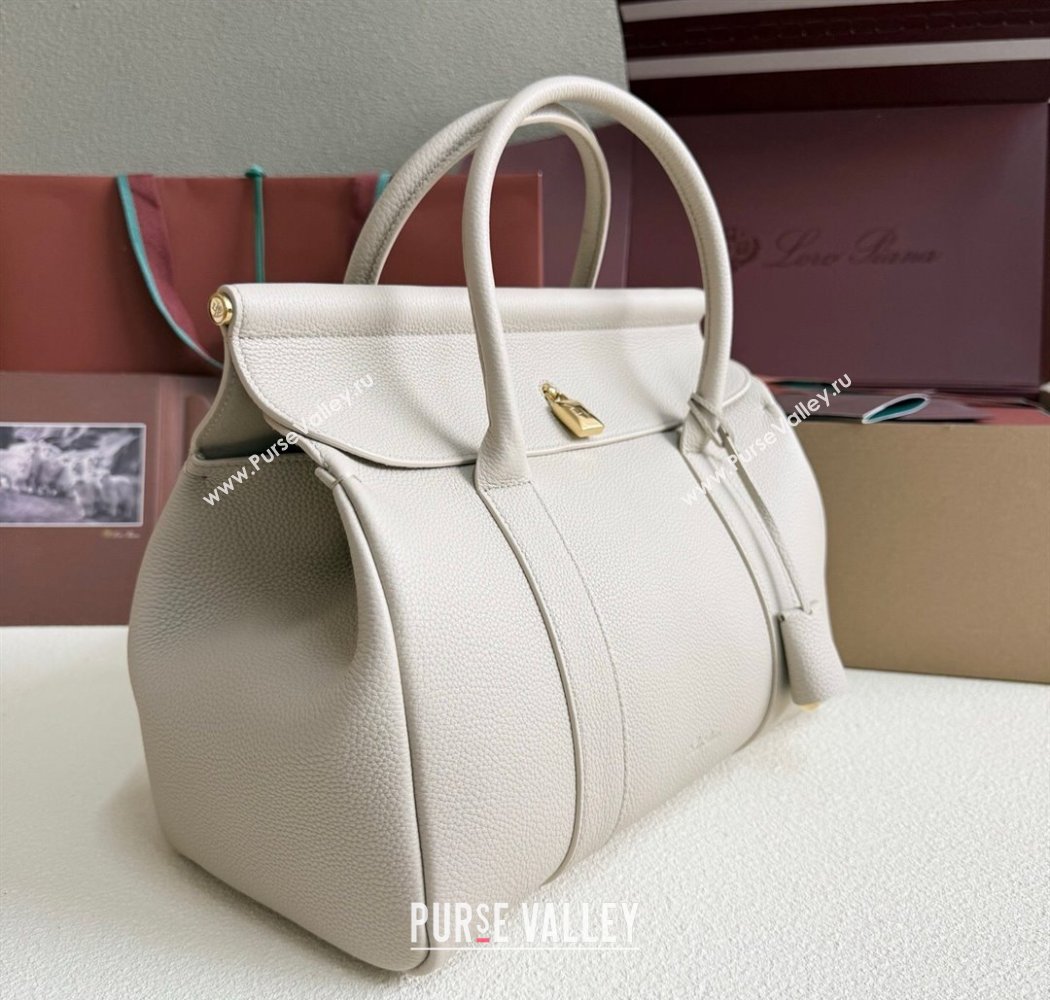 Loro Piana Loom Top Handle bag L32 in Grained Calfskin Leather Light Beige 2025 0925 (XLU-250925101)