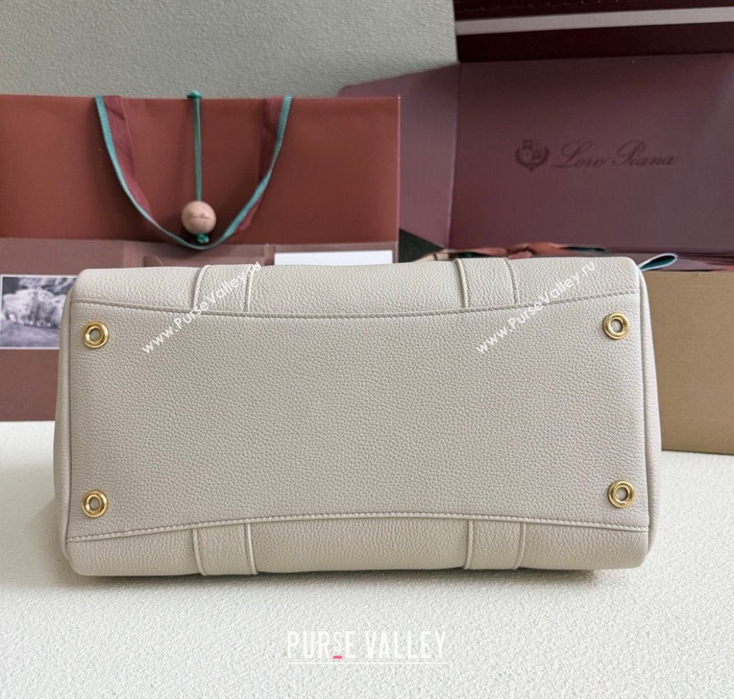 Loro Piana Loom Top Handle bag L32 in Grained Calfskin Leather Light Beige 2025 0925 (XLU-250925101)