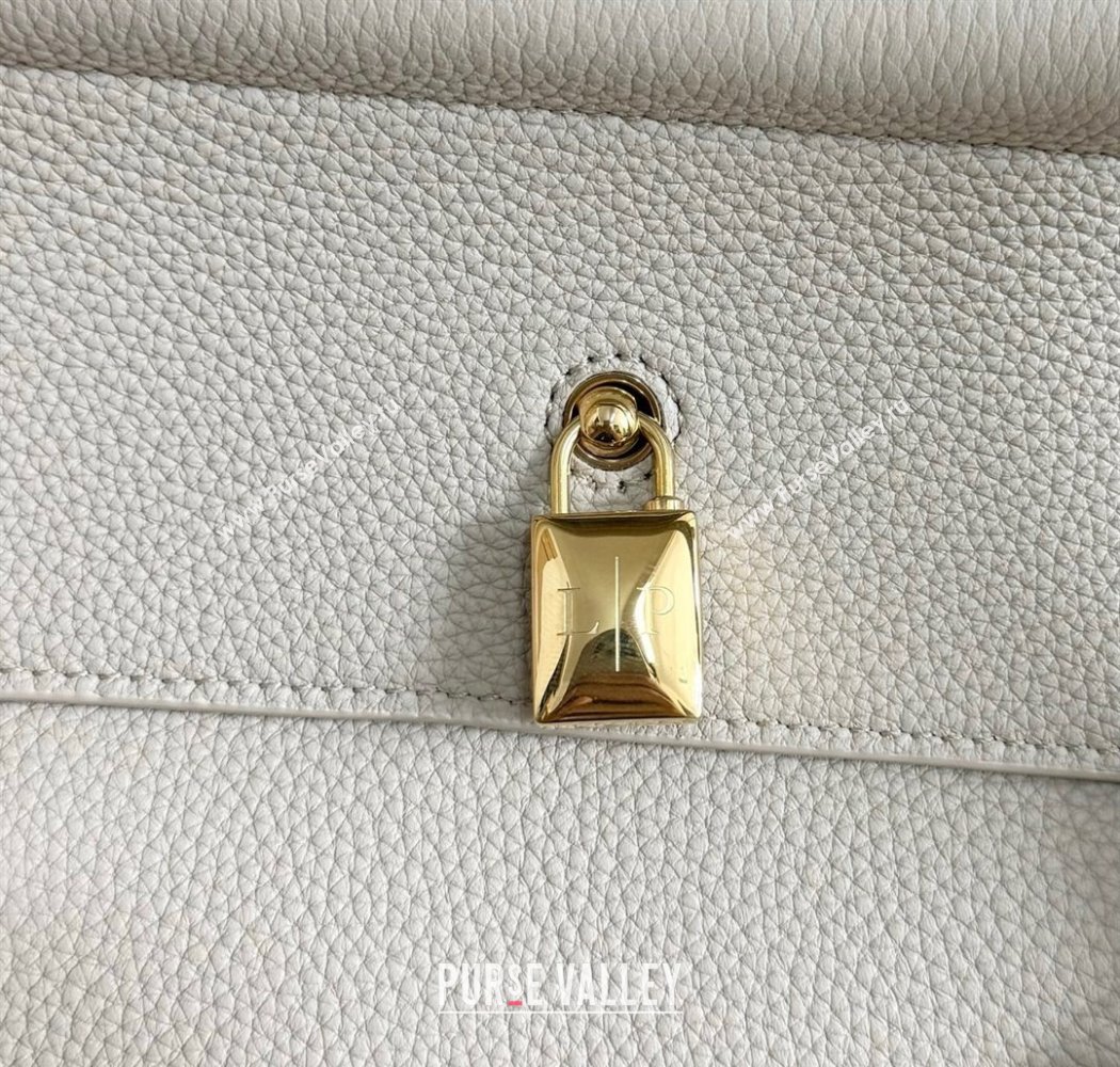 Loro Piana Loom Top Handle bag L32 in Grained Calfskin Leather Light Beige 2025 0925 (XLU-250925101)