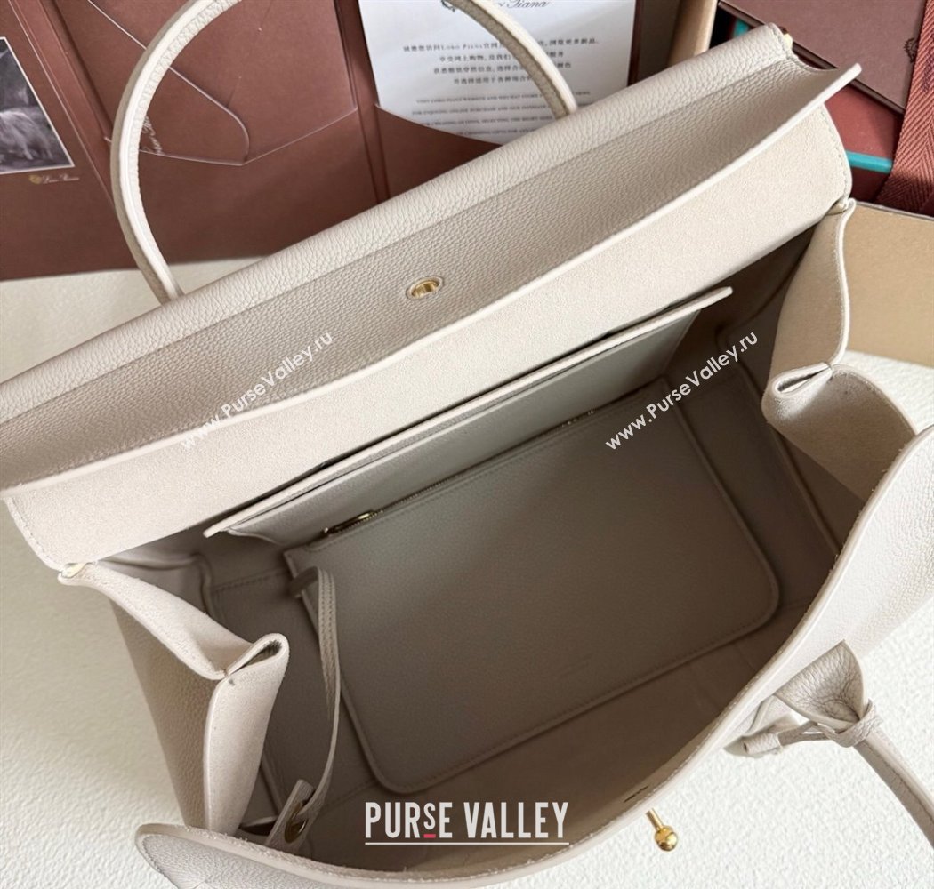 Loro Piana Loom Top Handle bag L32 in Grained Calfskin Leather Light Beige 2025 0925 (XLU-250925101)