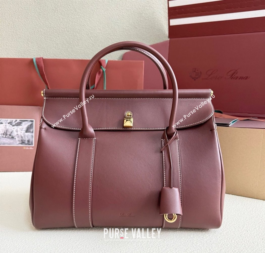 Loro Piana Loom Top Handle bag L32 in Smooth Calfskin Leather Smoke Caramel 2025 0925 (XLU-250925102)