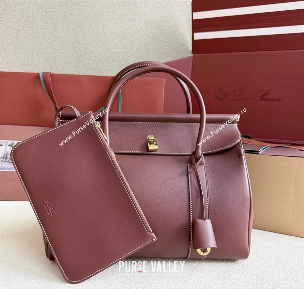 Loro Piana Loom Top Handle bag L32 in Smooth Calfskin Leather Smoke Caramel 2025 0925 (XLU-250925102)