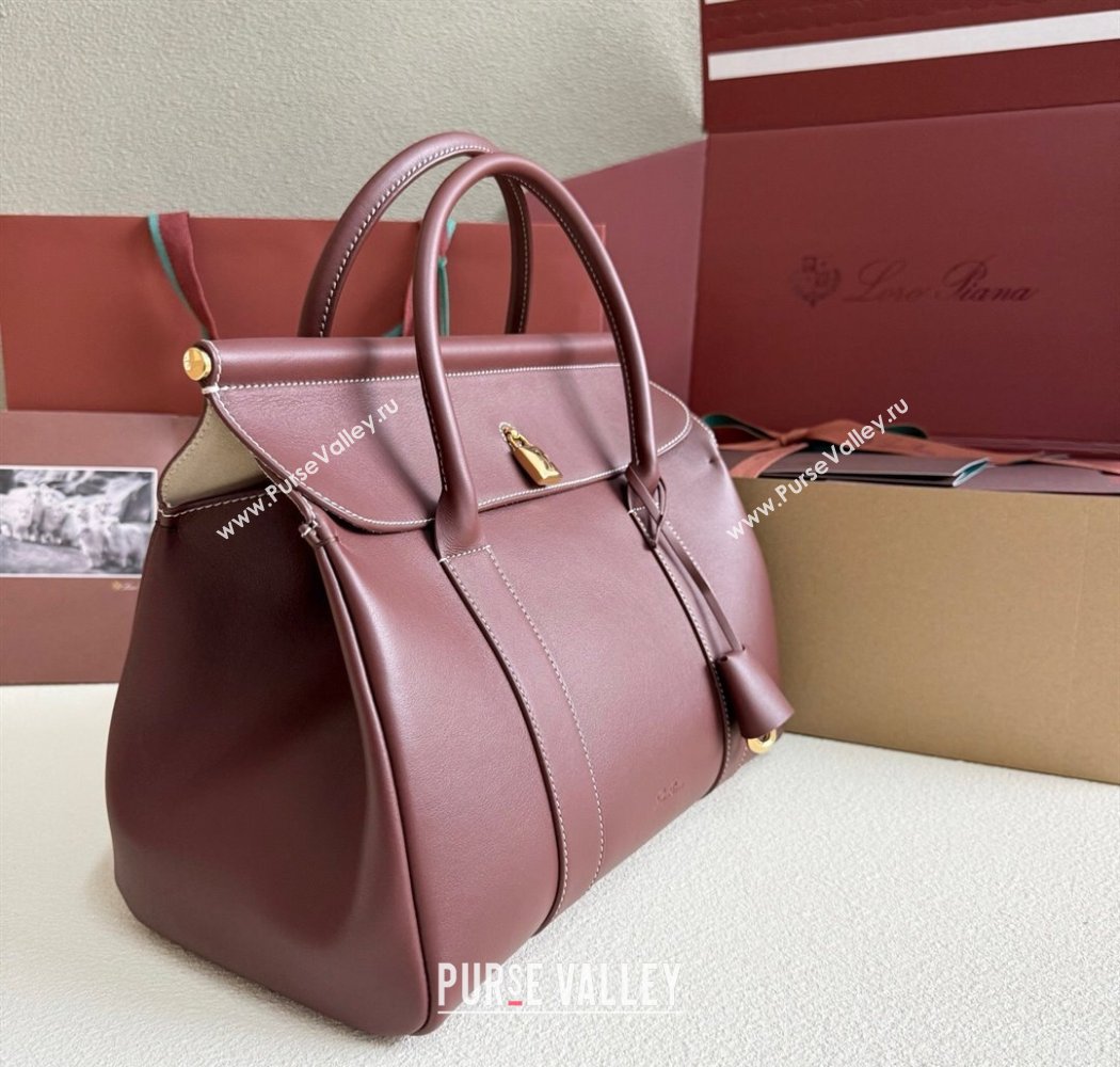 Loro Piana Loom Top Handle bag L32 in Smooth Calfskin Leather Smoke Caramel 2025 0925 (XLU-250925102)