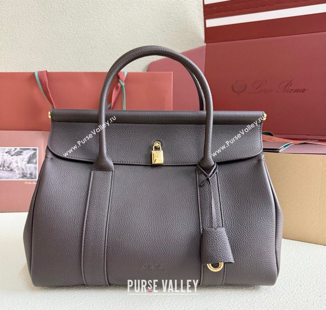 Loro Piana Loom Top Handle bag L32 in Grained Calfskin Leather Coffee Brown 2025 0925 (XLU-250925103)