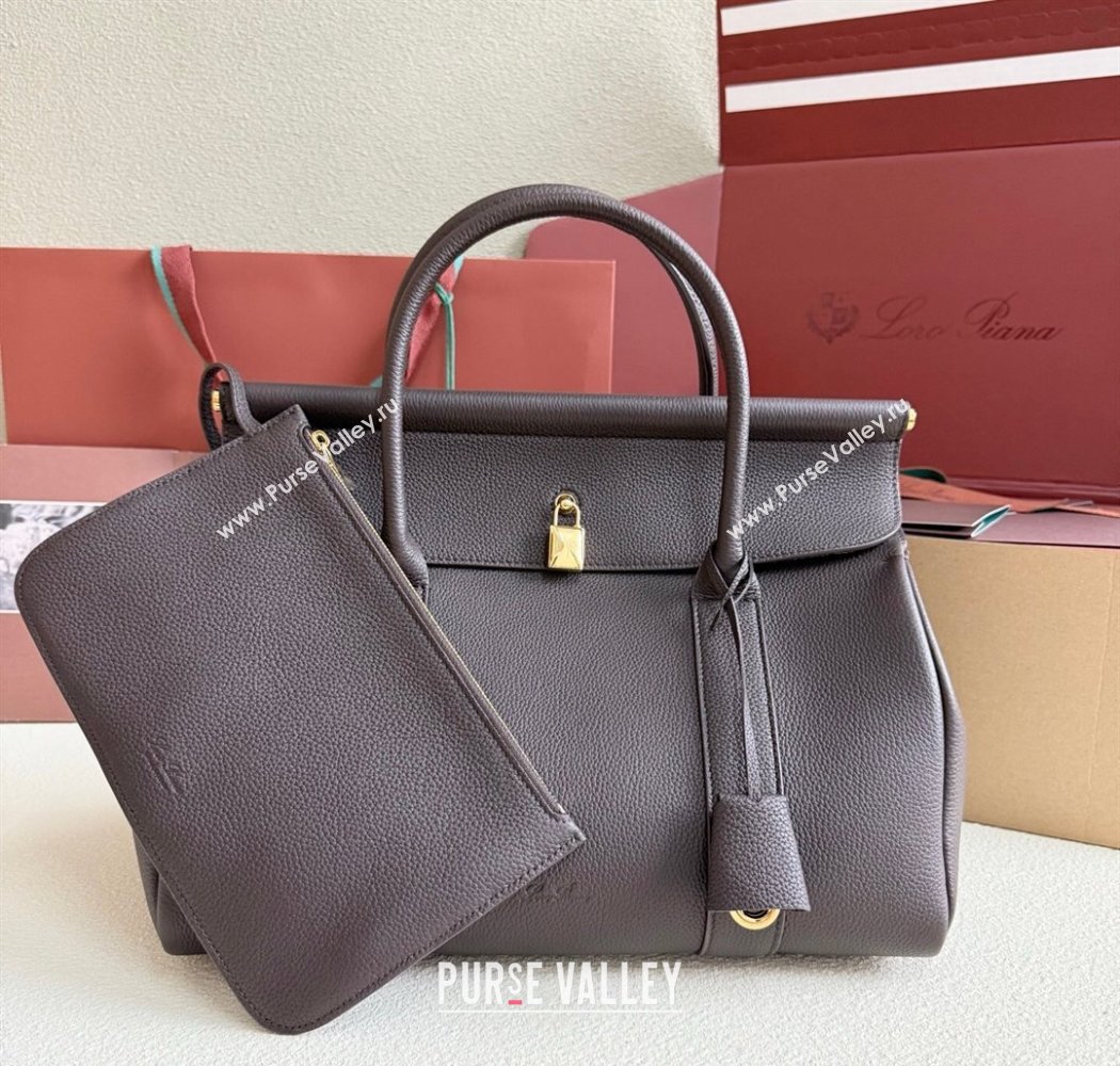 Loro Piana Loom Top Handle bag L32 in Grained Calfskin Leather Coffee Brown 2025 0925 (XLU-250925103)