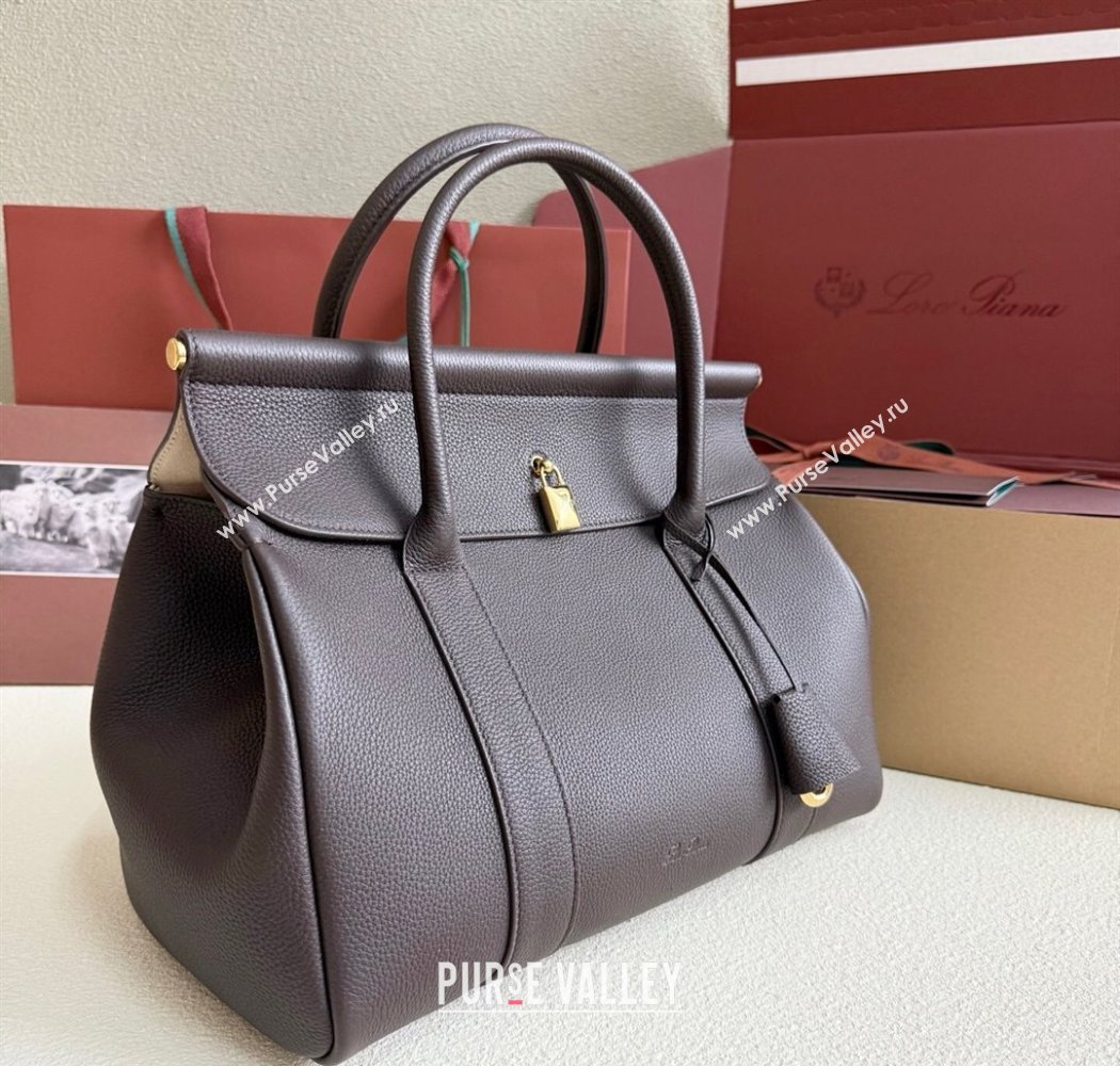 Loro Piana Loom Top Handle bag L32 in Grained Calfskin Leather Coffee Brown 2025 0925 (XLU-250925103)