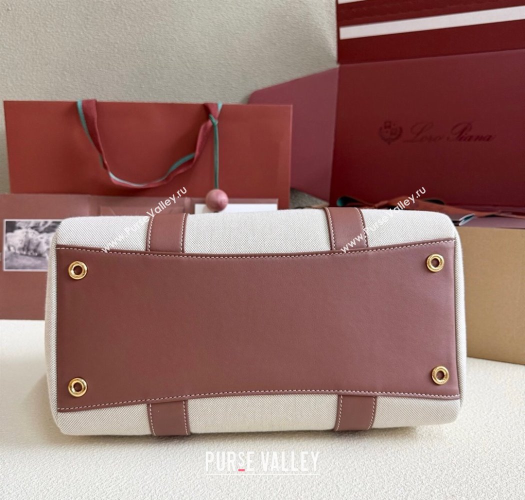 Loro Piana Loom Top Handle bag L32 in Canvas and Calfskin Leather Caramel Brown 2025 0925 (XLU-250925104)