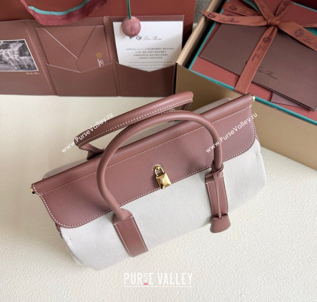 Loro Piana Loom Top Handle bag L32 in Canvas and Calfskin Leather Caramel Brown 2025 0925 (XLU-250925104)