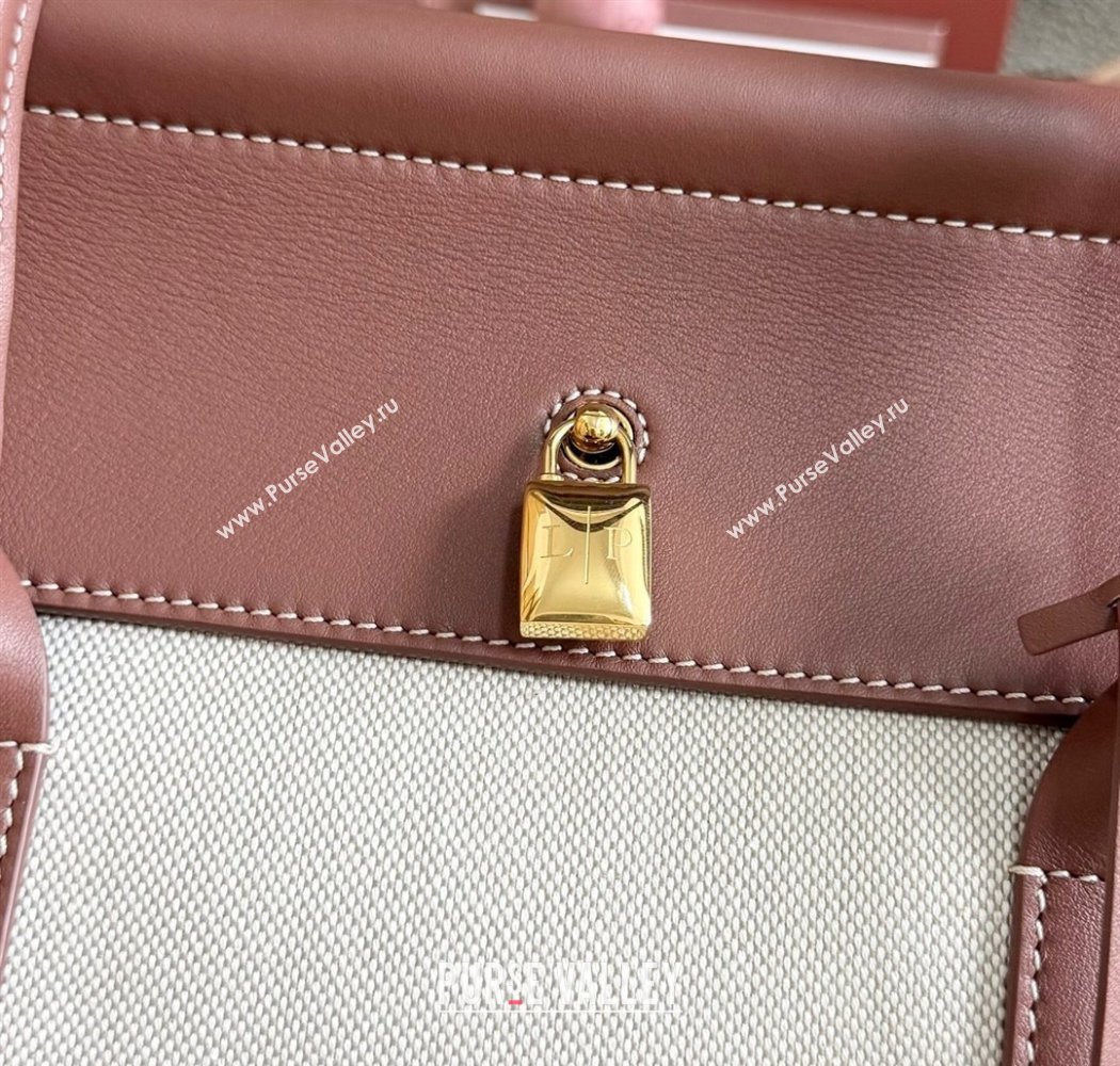 Loro Piana Loom Top Handle bag L32 in Canvas and Calfskin Leather Caramel Brown 2025 0925 (XLU-250925104)