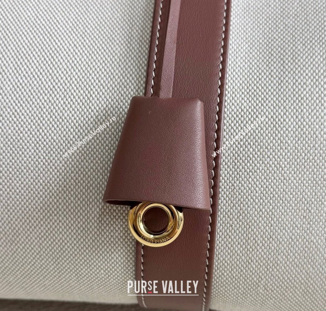 Loro Piana Loom Top Handle bag L32 in Canvas and Calfskin Leather Caramel Brown 2025 0925 (XLU-250925104)