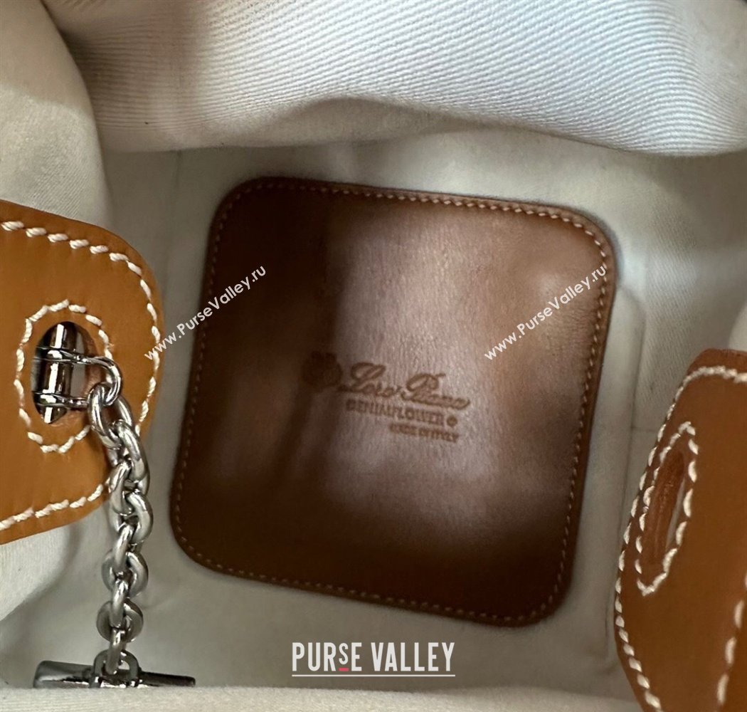 Loro Piana Small Bale Bucket Bag in Blue Denim and Calfskin Leather 2025 0925 (XLU-250925055)