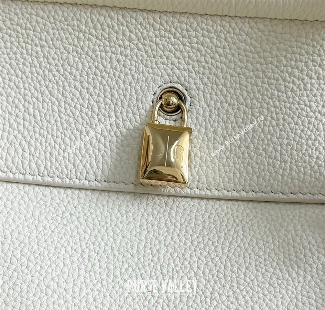Loro Piana Loom Top Handle bag L32 in Grained Calfskin Leather New White 2025 0925 (XLU-250925105)