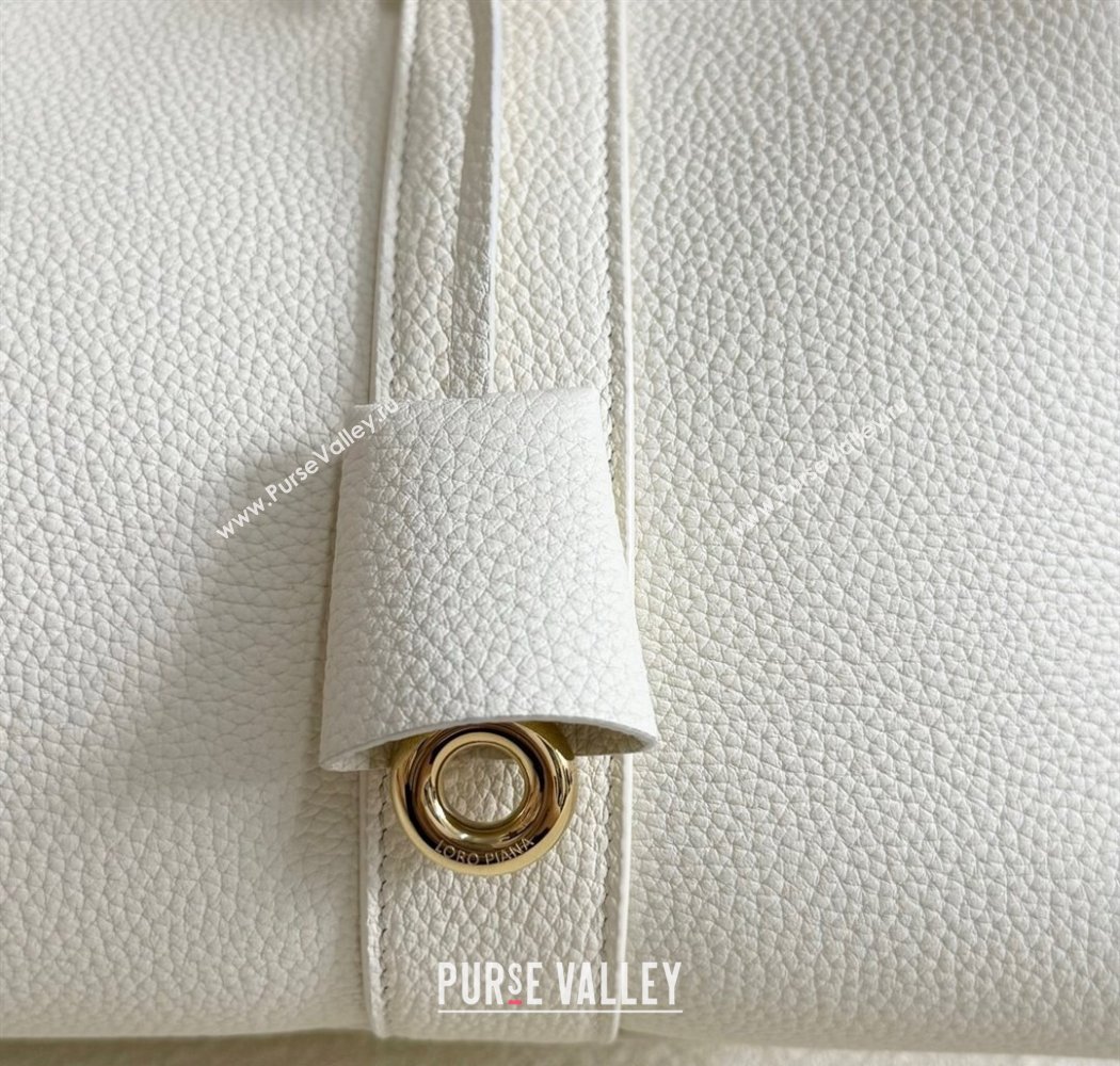 Loro Piana Loom Top Handle bag L32 in Grained Calfskin Leather New White 2025 0925 (XLU-250925105)