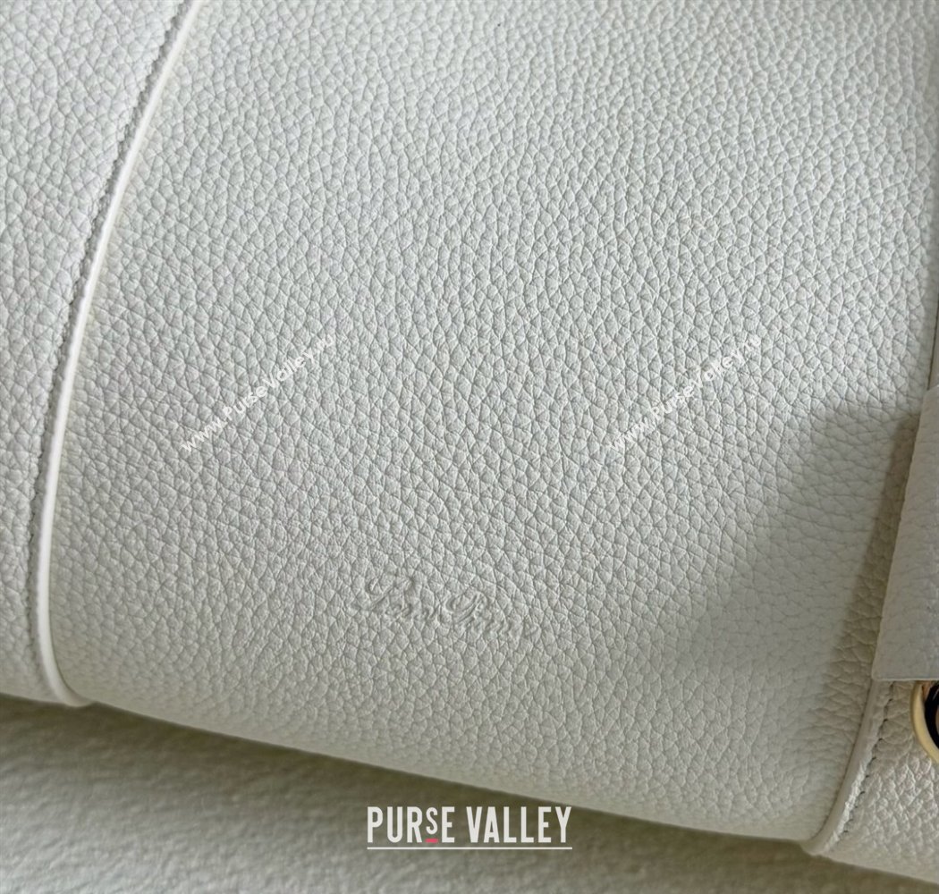 Loro Piana Loom Top Handle bag L32 in Grained Calfskin Leather New White 2025 0925 (XLU-250925105)