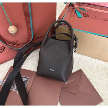 Loro Piana Small Bale Bucket Bag in Grained Calfskin Leather Coffee Brown 2025 0925 (XLU-250925056)