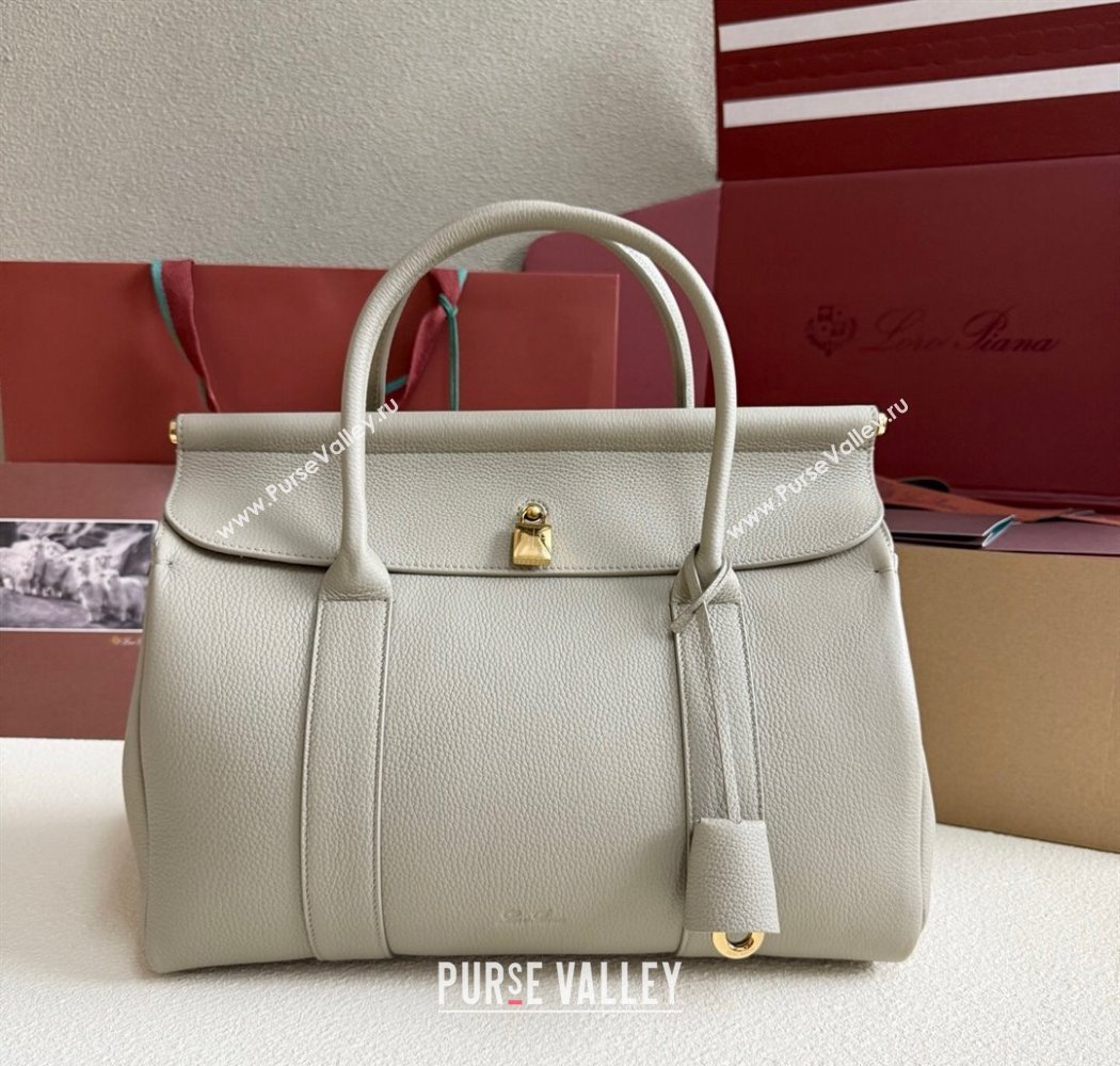 Loro Piana Loom Top Handle bag L32 in Grained Calfskin Leather Dry Artemisia 2025 0925 (XLU-250925106)
