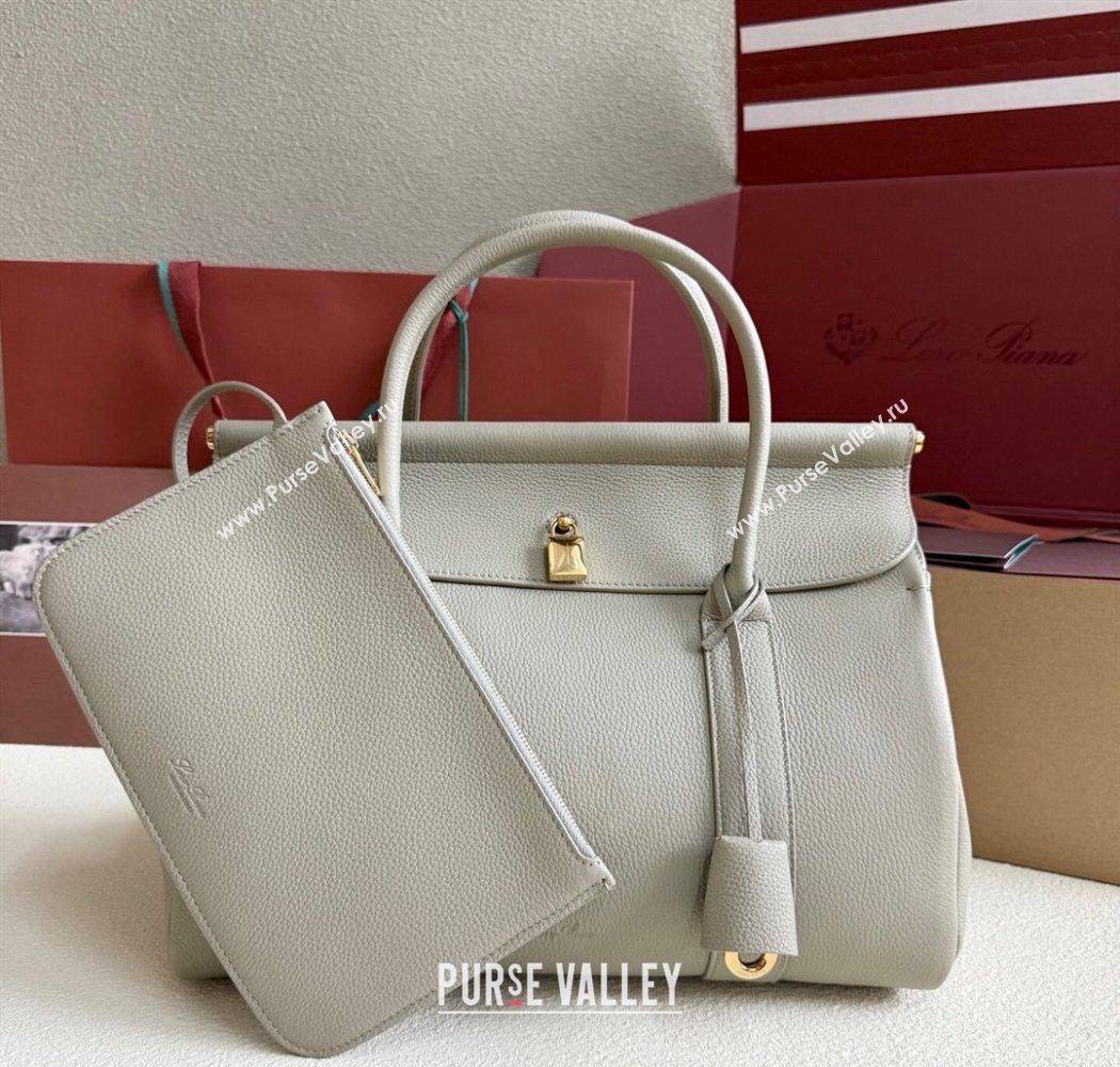 Loro Piana Loom Top Handle bag L32 in Grained Calfskin Leather Dry Artemisia 2025 0925 (XLU-250925106)