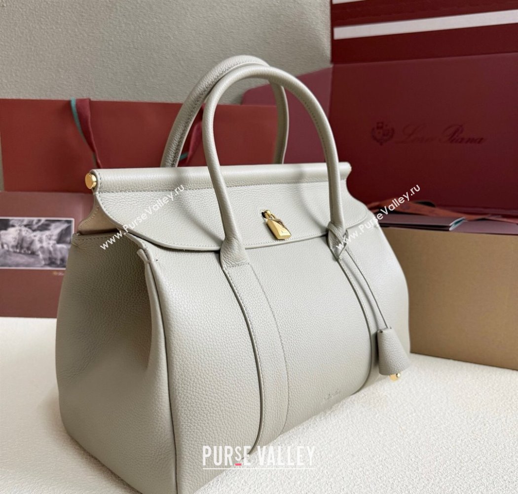 Loro Piana Loom Top Handle bag L32 in Grained Calfskin Leather Dry Artemisia 2025 0925 (XLU-250925106)