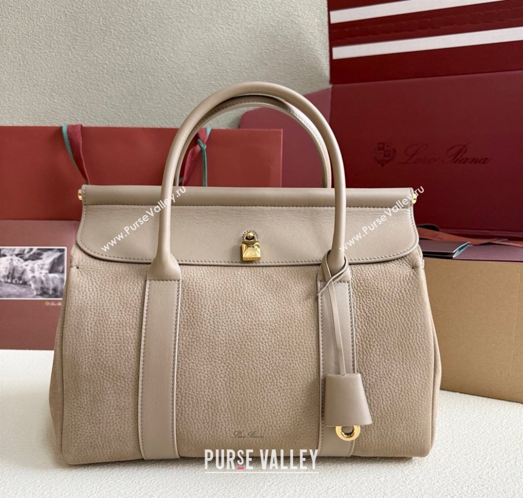 Loro Piana Loom Top Handle bag L32 in Nubuck and Calfskin Leather Taupe 2025 0925 (XLU-250925107)