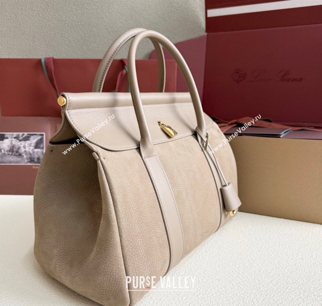 Loro Piana Loom Top Handle bag L32 in Nubuck and Calfskin Leather Taupe 2025 0925 (XLU-250925107)