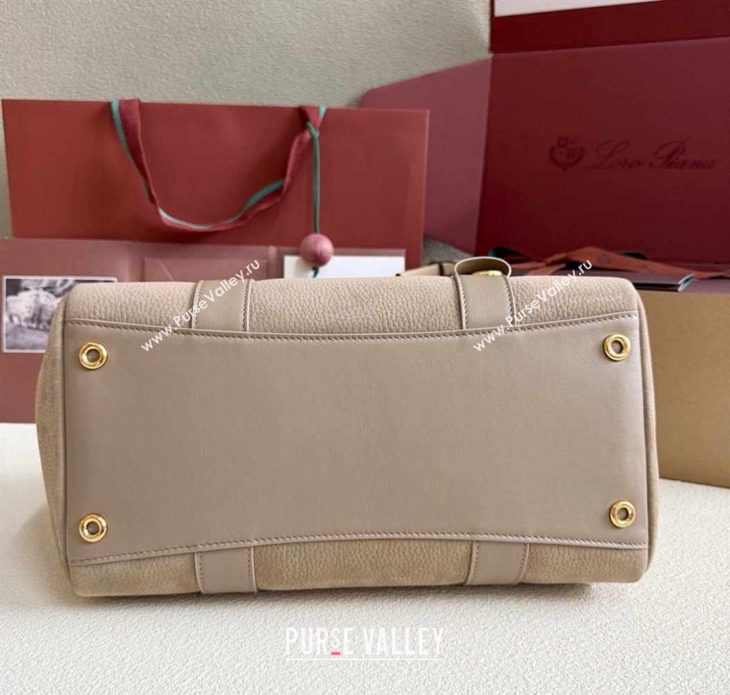 Loro Piana Loom Top Handle bag L32 in Nubuck and Calfskin Leather Taupe 2025 0925 (XLU-250925107)