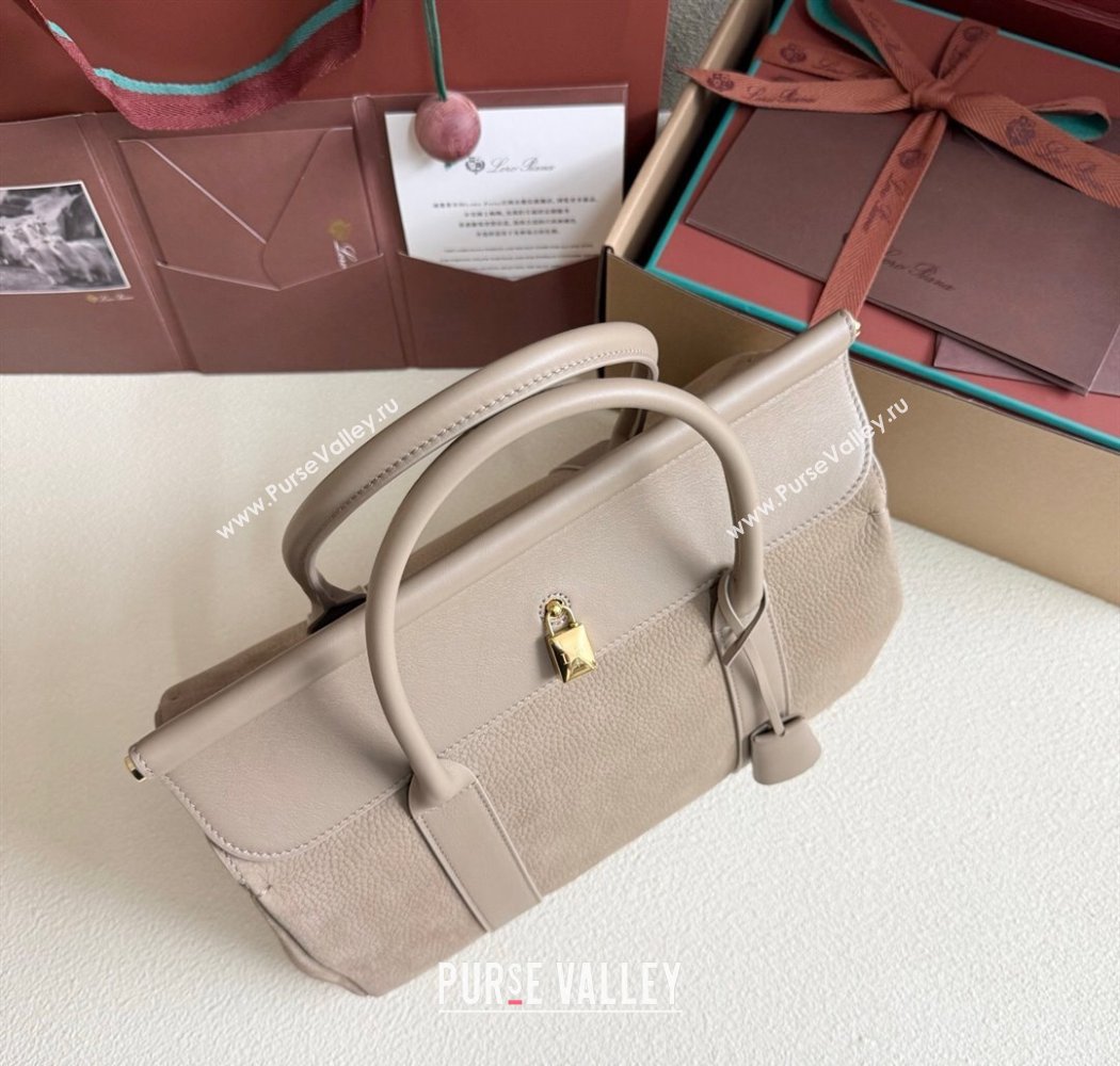 Loro Piana Loom Top Handle bag L32 in Nubuck and Calfskin Leather Taupe 2025 0925 (XLU-250925107)