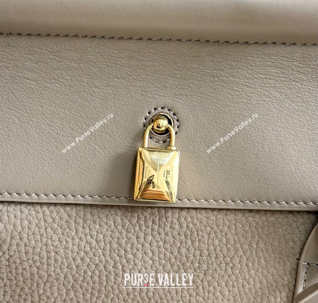 Loro Piana Loom Top Handle bag L32 in Nubuck and Calfskin Leather Taupe 2025 0925 (XLU-250925107)