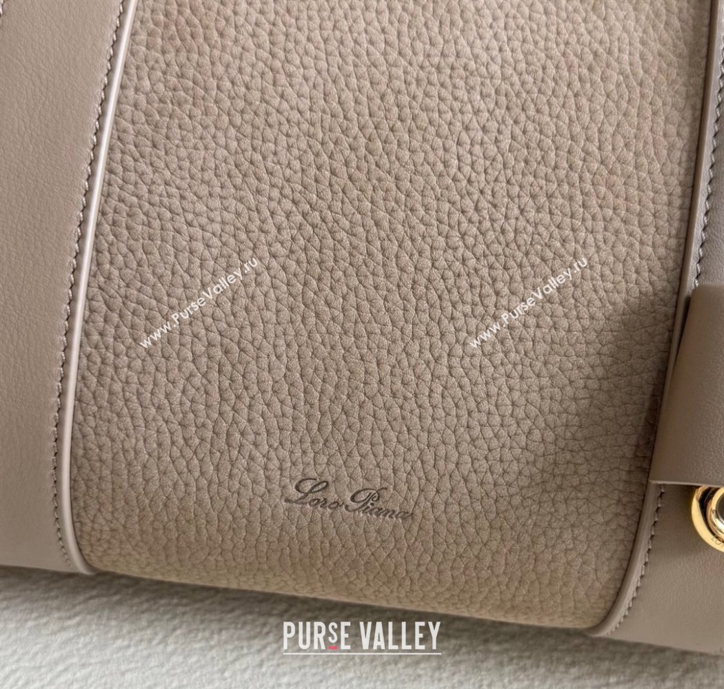 Loro Piana Loom Top Handle bag L32 in Nubuck and Calfskin Leather Taupe 2025 0925 (XLU-250925107)