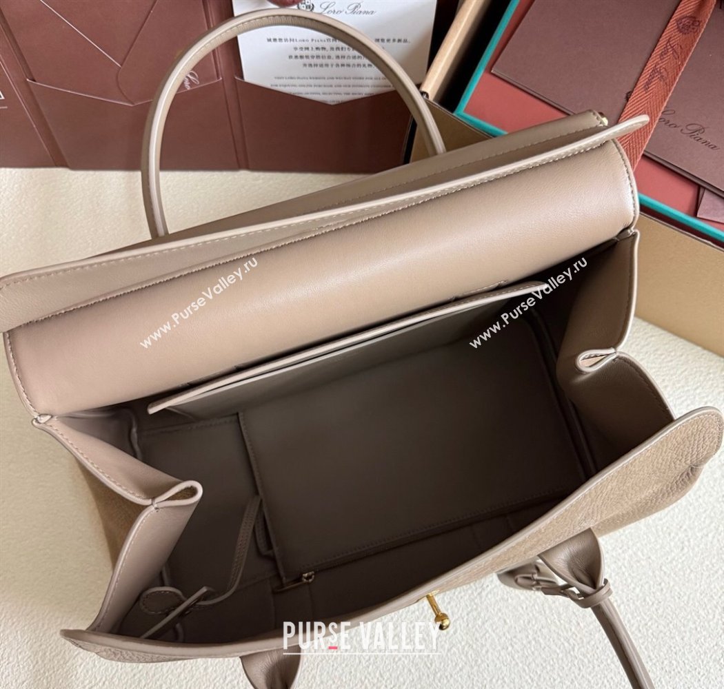 Loro Piana Loom Top Handle bag L32 in Nubuck and Calfskin Leather Taupe 2025 0925 (XLU-250925107)