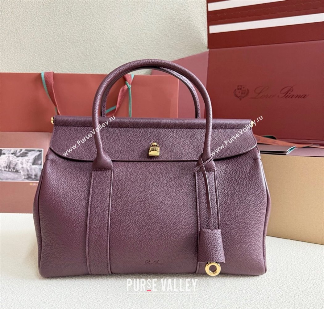 Loro Piana Loom Top Handle bag L32 in Grained Calfskin Leather Ormosia Red 2025 0925 (XLU-250925108)