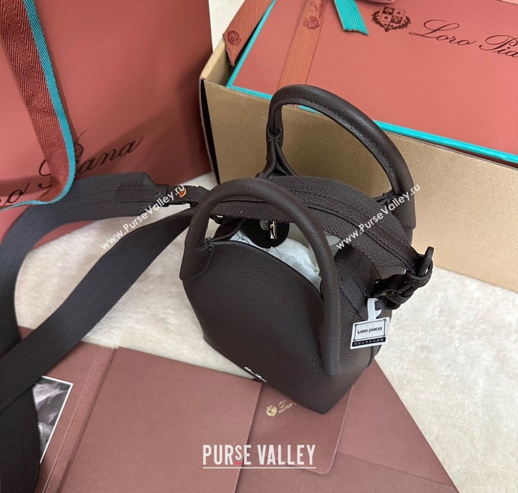 Loro Piana Small Bale Bucket Bag in Grained Calfskin Leather Coffee Brown 2025 0925 (XLU-250925056)