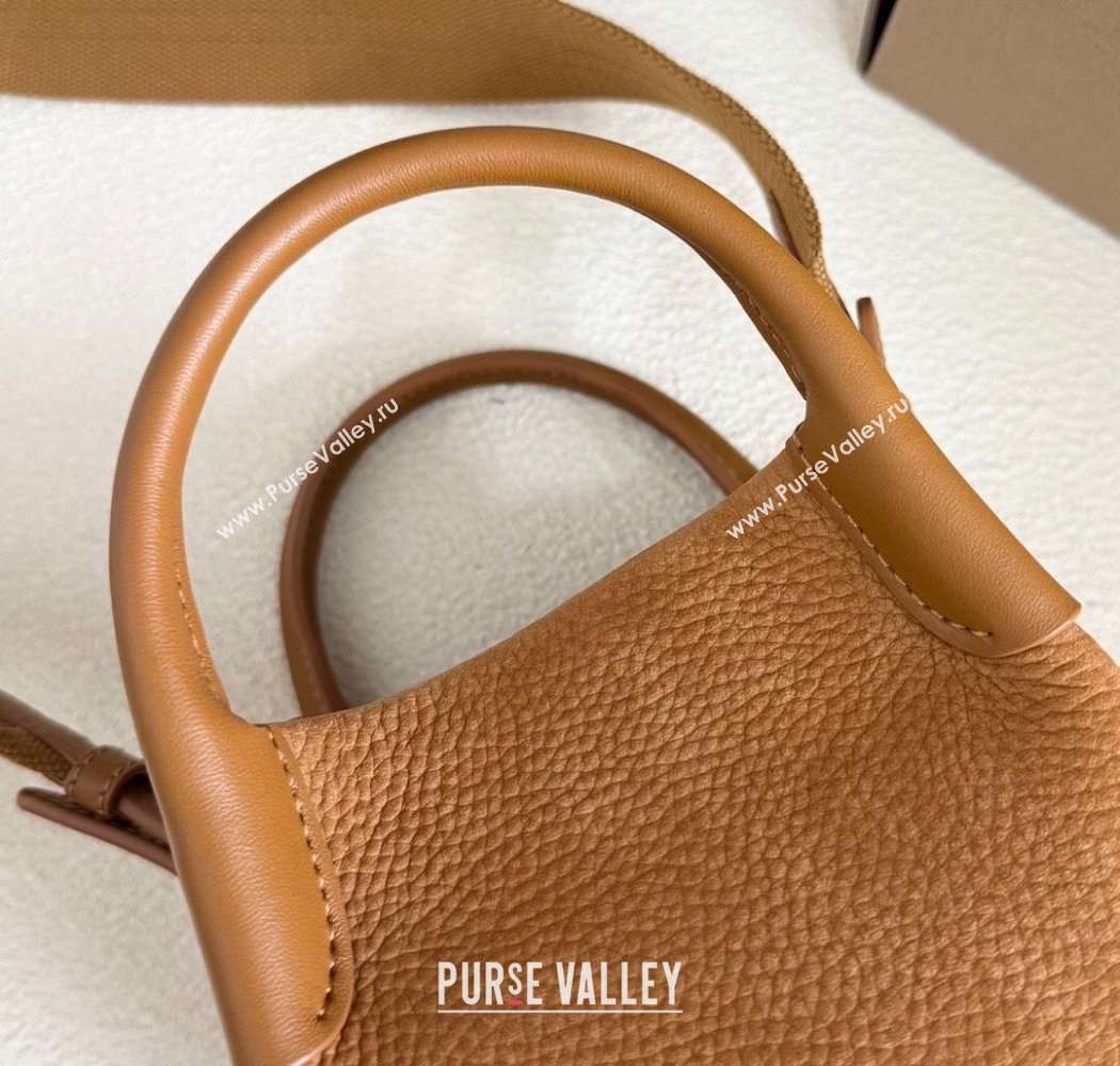 Loro Piana Micro Bale Bucket Bag in Grained Nubuck Brown 2025 0925 (XLU-250925048)