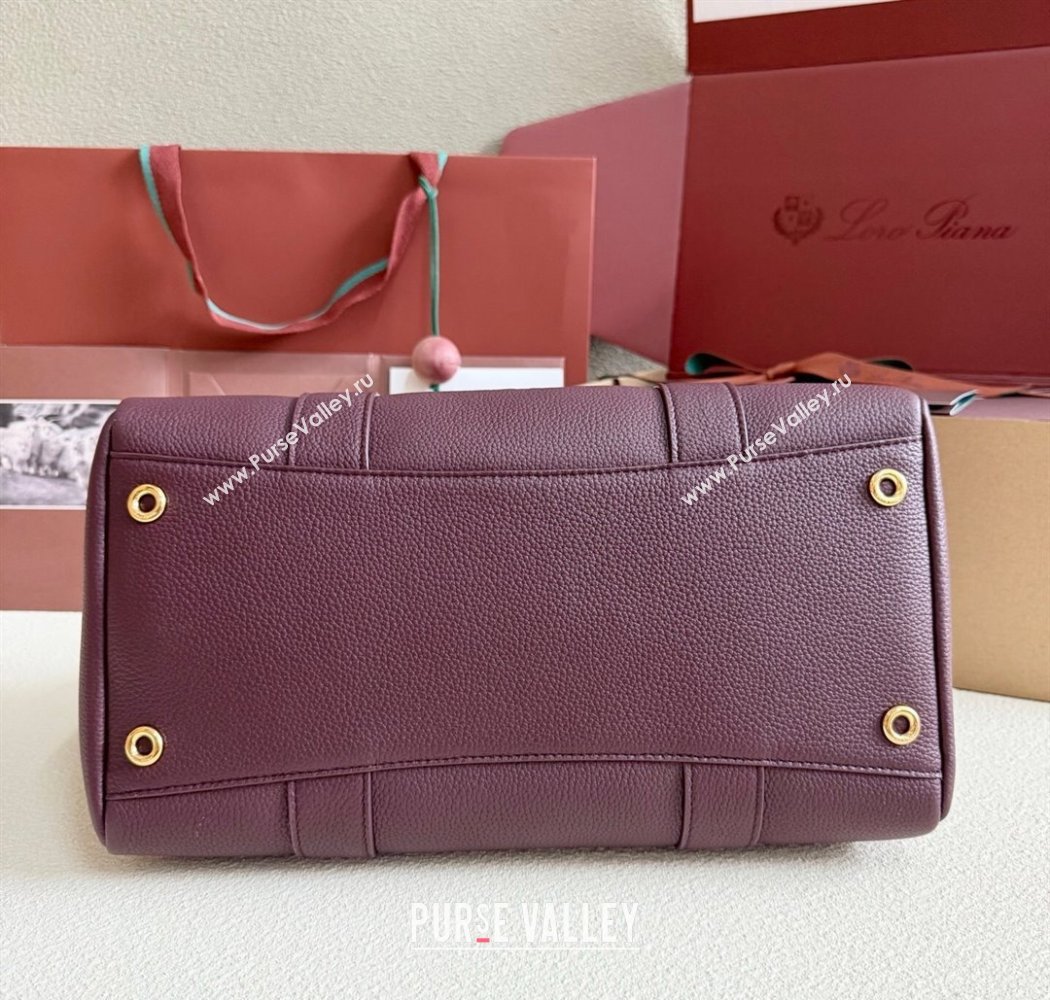 Loro Piana Loom Top Handle bag L32 in Grained Calfskin Leather Ormosia Red 2025 0925 (XLU-250925108)