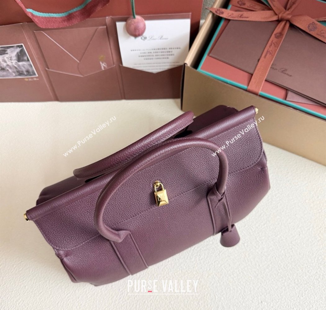 Loro Piana Loom Top Handle bag L32 in Grained Calfskin Leather Ormosia Red 2025 0925 (XLU-250925108)